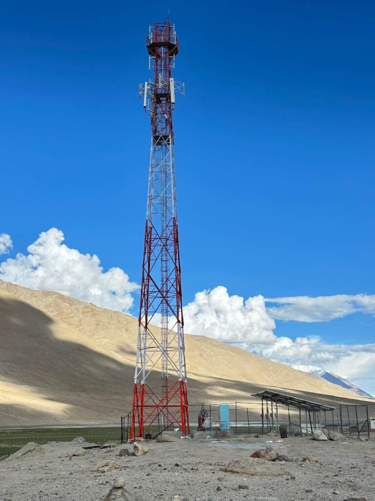 BSNL 4G tower installed in Kargyam Valley, bringing mobile network access to remote Ladakh villages Satoo and Chibra.