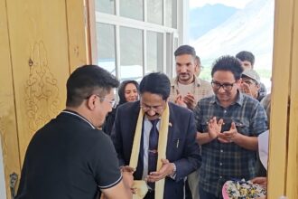 VC UoL Prof Saket Kushwaha inaugurates newly constructed Canteen at Kargil campus of the University of Ladakh.