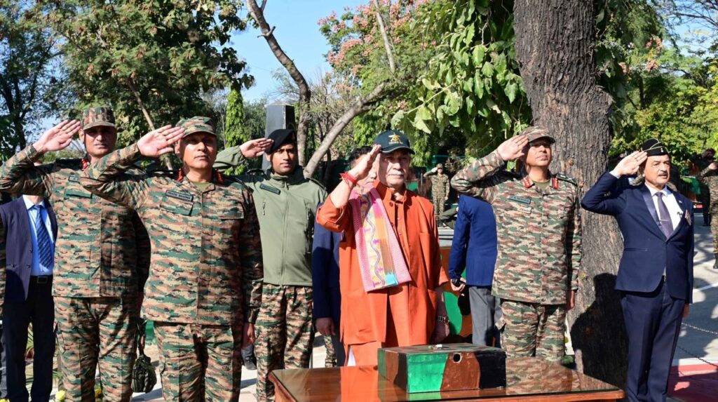 LG pays homage to martyrs, soldiers; unveils108 feet high mast National Flag at Kachrial