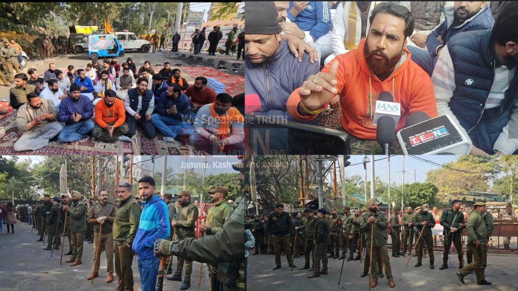 Protesters “chant hanuman chalisa” Civil Secretariat Jammu Sealed Following Protest Call Over SMVDIME
