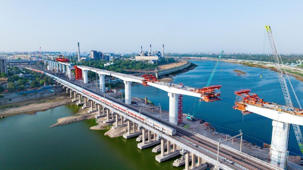 Sabarmati River Bridge Advances Rapidly in Mumbai-Ahmedabad Bullet Train Corridor