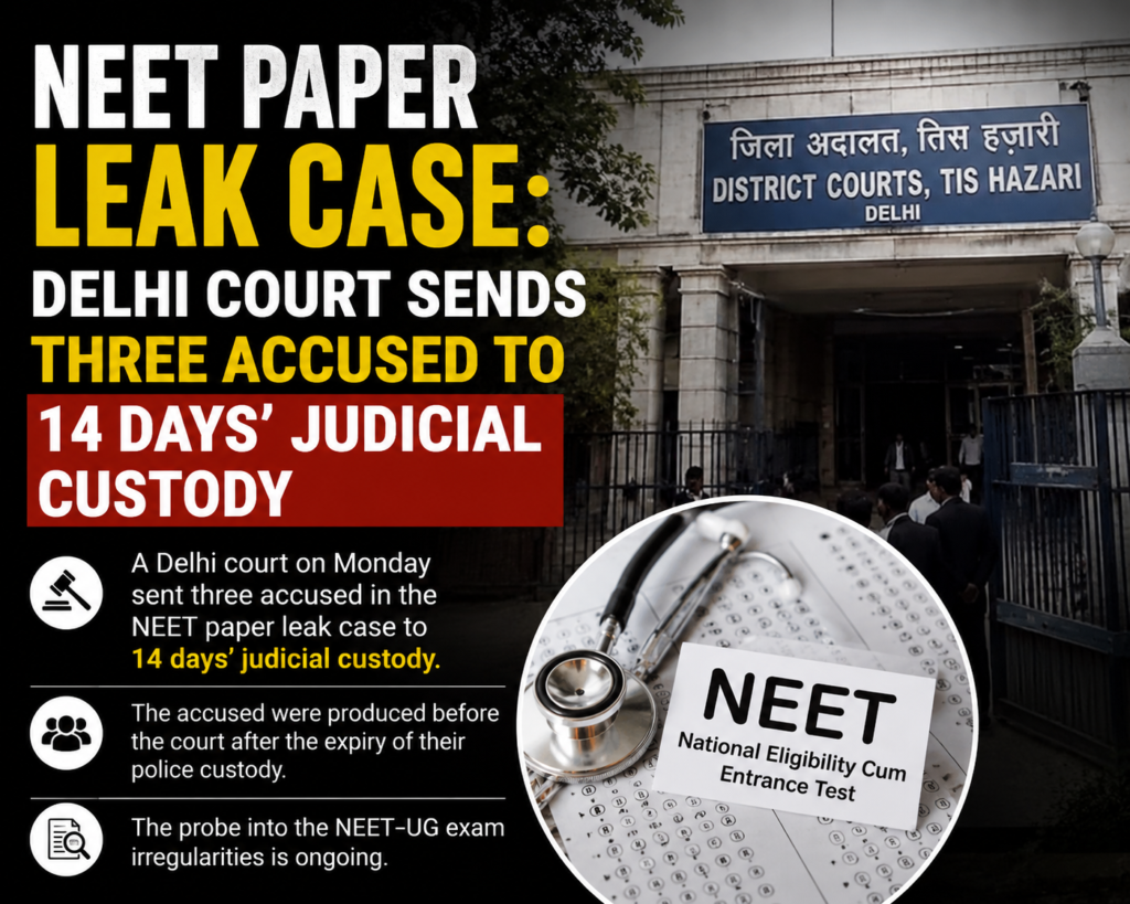 NEET Paper Leak Case: Delhi Court Sends Three Accused to 14 Days’ Judicial Custody