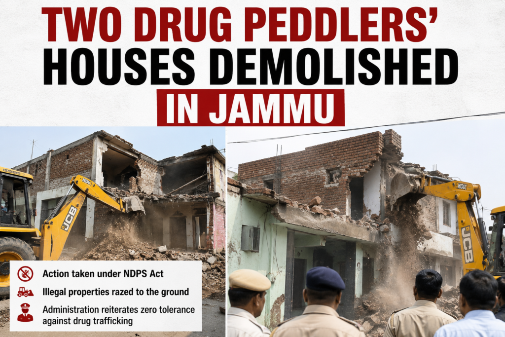 Two drug peddlers’ houses demolished in Jammu